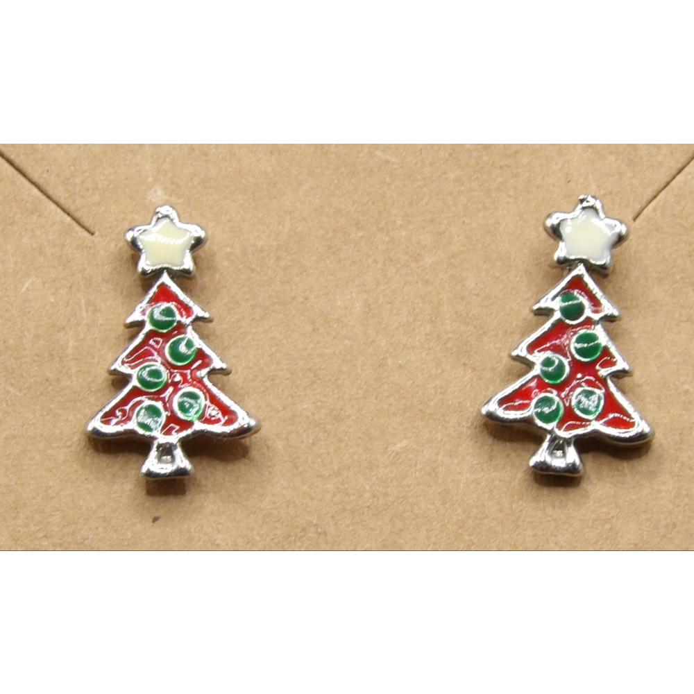Christmas Tree Earrings Red/Green One Size